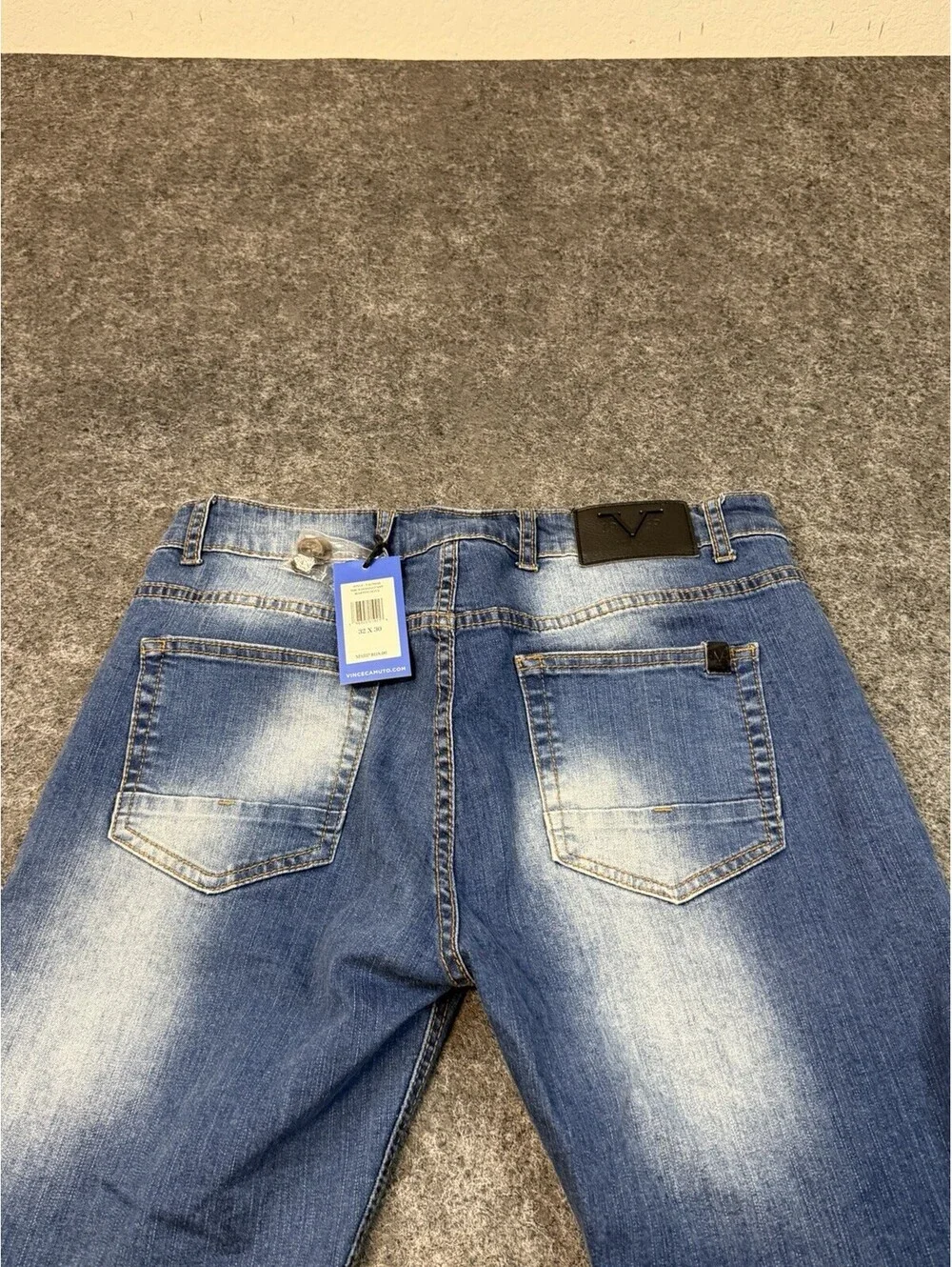 Vince Camuto V19-69 Moto Biker Jeans Mens 32x30 Slim Taper Blue NWT